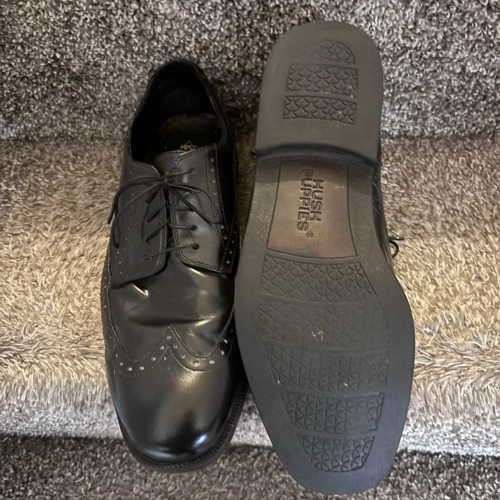 Mens HUSH PUPPIES‎ Oxfords Casual Dress Lace Shoes Black Leather 10